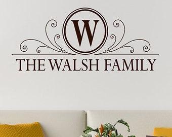 Gepersonaliseerde vinyl muursticker met familienaam - Decoratie met eigen monogram