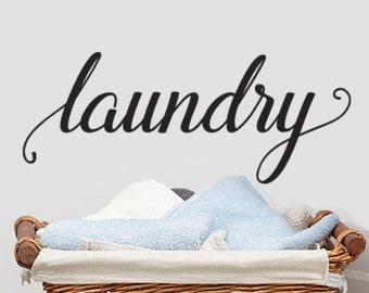 laundry room decor farmhouse, Laundry vinyl decal , Door decals, wall art sticker, Laundry sign vinyl decal, swirly lettering wall quote