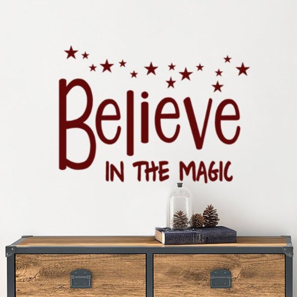 Believe in the Magic Vinyl Wall Decal Words, Christmas Quotes Decor, Christmas Decal, Window, front door decorations