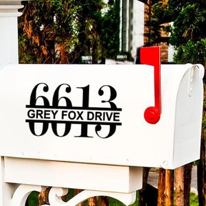 One Outdoor Mailbox Vinyl Decal with Street Address and Numbers Black