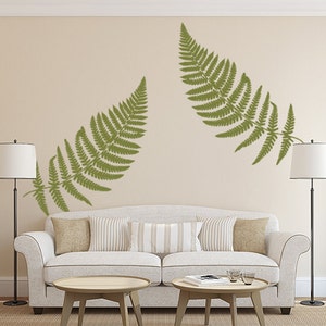 Fern Wall Decal, Large Leaf Decals, Vinyl Wall Decal Leaves, Jungle safari Decal for furniture, Earthy Fern Sticker, Home office Wall Art image 2