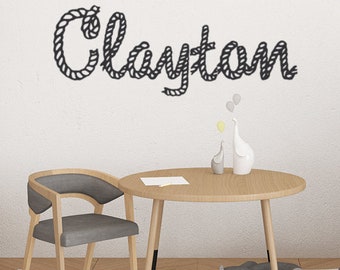 Custom Kids Wall Decal Rope Name Lettering, yellowstone ranch country Western Decor, Nautical Wall Decor,  Childs Name wall Decor, PLAYROOM