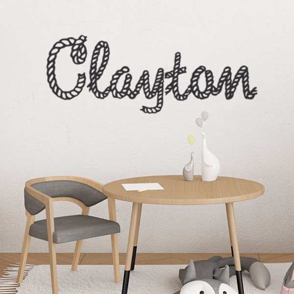 Custom Kids Wall Decal Rope Name Lettering, yellowstone ranch country Western Decor, Nautical Wall Decor,  Childs Name wall Decor, PLAYROOM