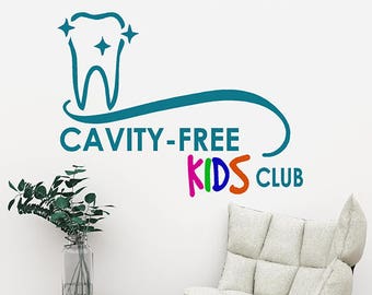 Cavity Free Kids Club WALL DECAL,No Cavity Club Ideas for Dentist Office,Kids Club Dentist Office Wall of Fame,Cavity Free Club Wall Decor