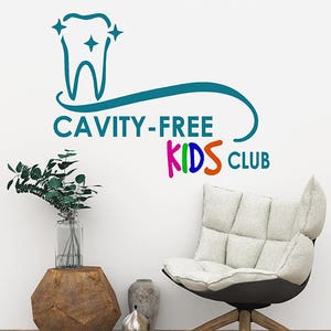Cavity Free Kids Club WALL DECAL,No Cavity Club Ideas for Dentist Office,Kids Club Dentist Office Wall of Fame,Cavity Free Club Wall Decor image 1