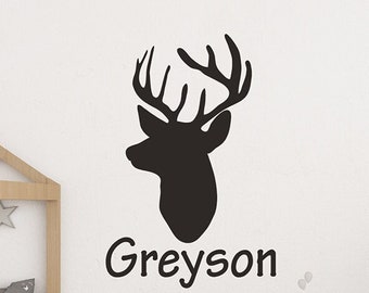 Deer Decal, Name Wall Decal, Kids bedroom Decor, Custom Baby Boy Wall Decal, Deer Decor, Deer Nursery Decor, Vinyl Decal, Woodland Decals