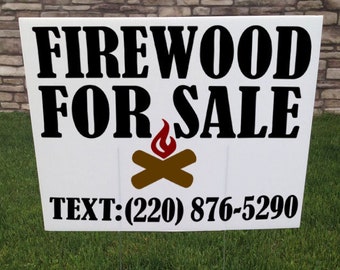 Firewood For Sale Yard Sign, Campfire wood, Camping Wood, Corrugated yard signs, 24 x 18, Lawn Signs, For Sale Sign, Camp Wood, Outdoor