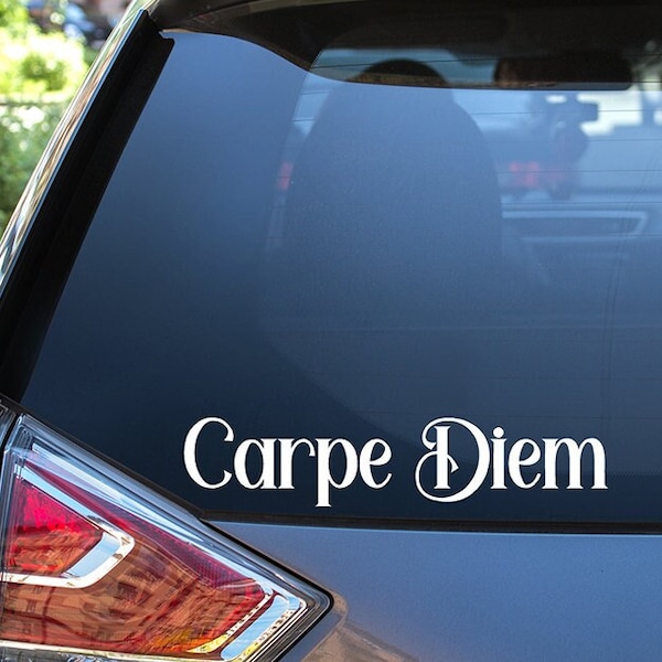 Carpe Diem Vinyl Decal, Car Window Sticker, Affirmation Mirror Decal, Seize the day Wall Quote, Office business wall decor, Library wall