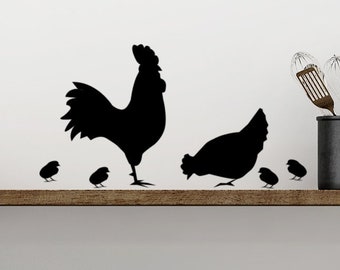 Chicken Family Vinyl Decal, Farmhouse Kitchen Decor
