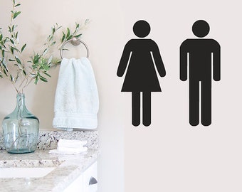 Master bathroom Wall Decal His and Hers restroom Vinyl Decal Stickers, male and female symbols, Office Door Signs, Dorm Decor for Girls Boys