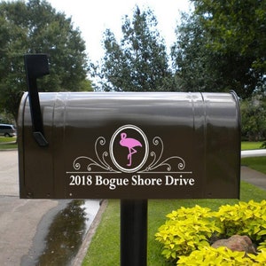 Flamingo Mailbox Decal, Custom Mailbox Decal, Flamingo Decal, Beach Mailbox Decal, Address Vinyl Decal, Street Mailbox Decal, Rural Mailbox
