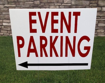 Corrugated Yard Sign, Event Parking Yard Signs, Event Signs for Outdoor, 24 x 18, Custom Directional signs with Arrows, Party Yard sign