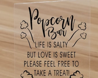 Wedding Venue Decal, Popcorn Bar Vinyl Decal, Party snack food buffet sign, Take a Treat, Wedding Guest Gift table vinyl lettering for signs
