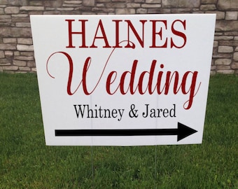 Wedding Signs, Directional Yard Stake Sign, Weatherproof Wedding Yard Sign, Custom Wedding Signs, Bride and Groom Sign, Direction Sign arrow