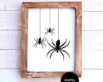 Spider Halloween Download istantaneo, Spider Digital File art print, Halloween Printable, Black and White Print a casa file JPG digitali