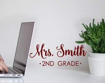 Custom Teacher Name Door Decal, Teacher decal, Class room Decal, School Decal, Teacher gift, classroom Teacher sign, Chalkboard Sticker Name