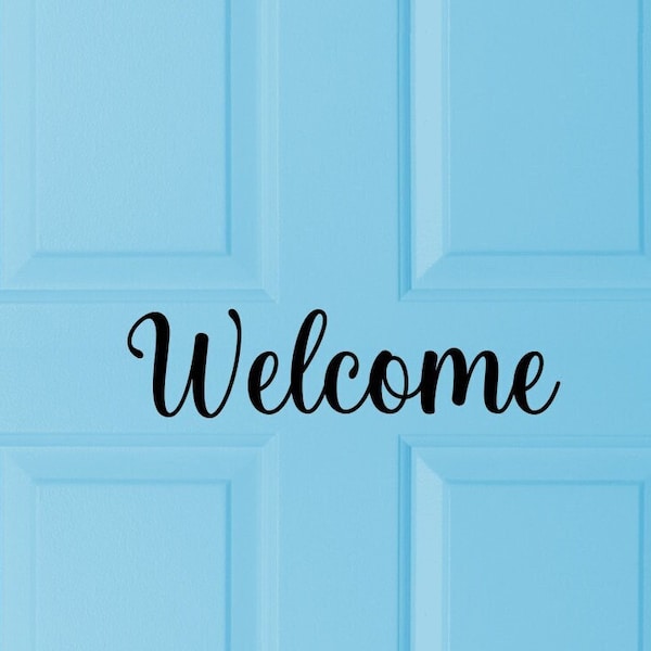 Welcome Vinyl Decal, Front Door Decal, Door Decor, Entry Sign, Office business decals, Teachers classroom door decal, Sign lettering