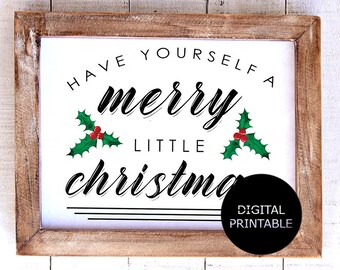 Merry Little Christmas Printable, Holiday Wall Art (Digital Download)