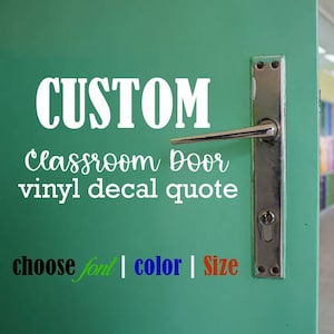 Custom School Door Vinyl Decal, Classroom Door Sign, Principal Teachers Name Decal, Personalized School nurse Gift, Study Hall Wall Decor image 1