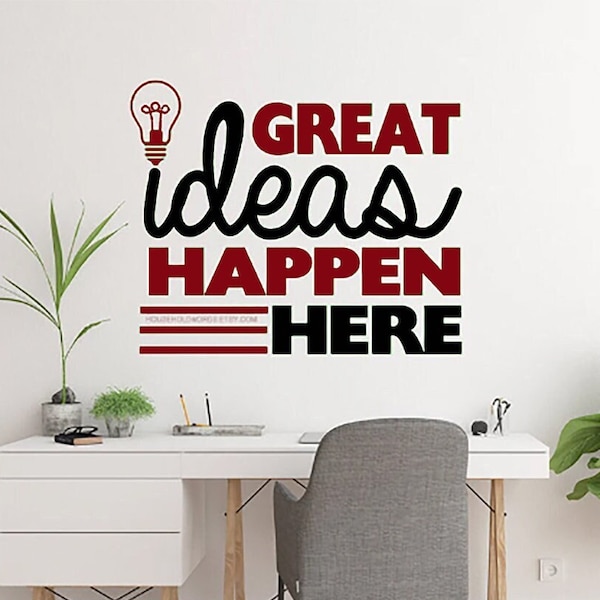 Ideas Happen Here Vinyl Wall Decal, Classroom Office Decor