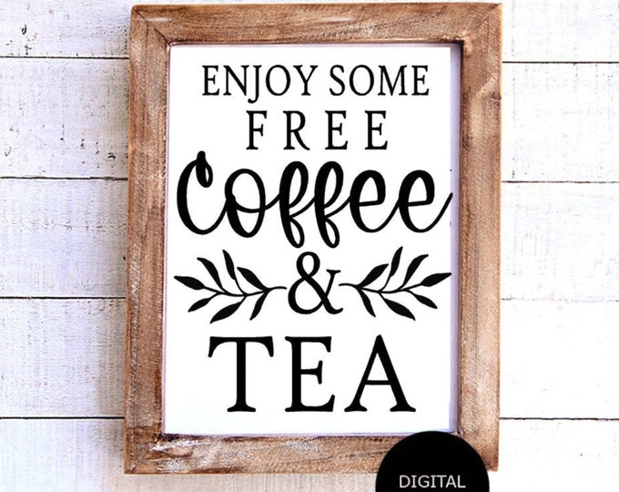 Coffee Bar Printable, Office Drink Sign, Free Coffee and Tea Printable ...