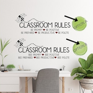Classroom Rules Wall Decal elementary Bee Classroom Wall Decal, Teacher gift Bee Classroom Wall Decor, Bee Classroom Decorations Class Rules