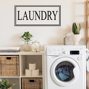 Laundry Wall Decal with Rectangle Border, Glass Door Decals, Classy modern Vinyl Lettering