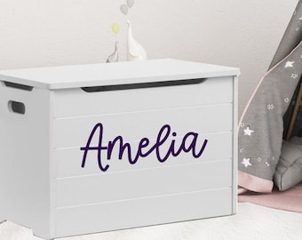 Custom Girls Name Decal, Toy box Name Decal, Nursery wall art decor, Over the bed wall decal, Toy box chest name Sticker, Personalized Decal