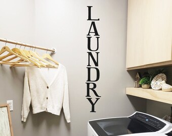 Laundry Decal, VERTICAL Laundry Word Art, Laundry Room Decor, Farmhouse Decor Wall Sticker Laundry Words, Washer Dryer Laundry Room Wall