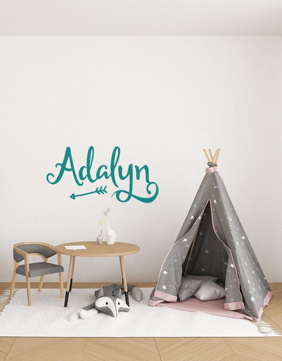 Custom Wall Decal Kids Name Monogram Arrow Teenager Personalized Baby Nursery Teen Girl Decor