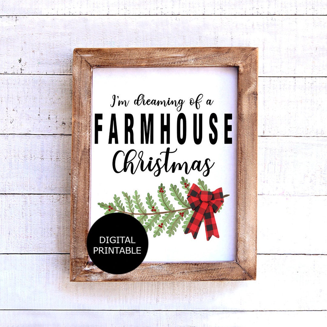 Farmhouse Christmas Printable Greenery Modern Farmhouse Christmas Art