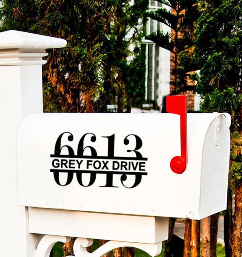 One Outdoor Mailbox Vinyl Decal with Street Address and Numbers Black