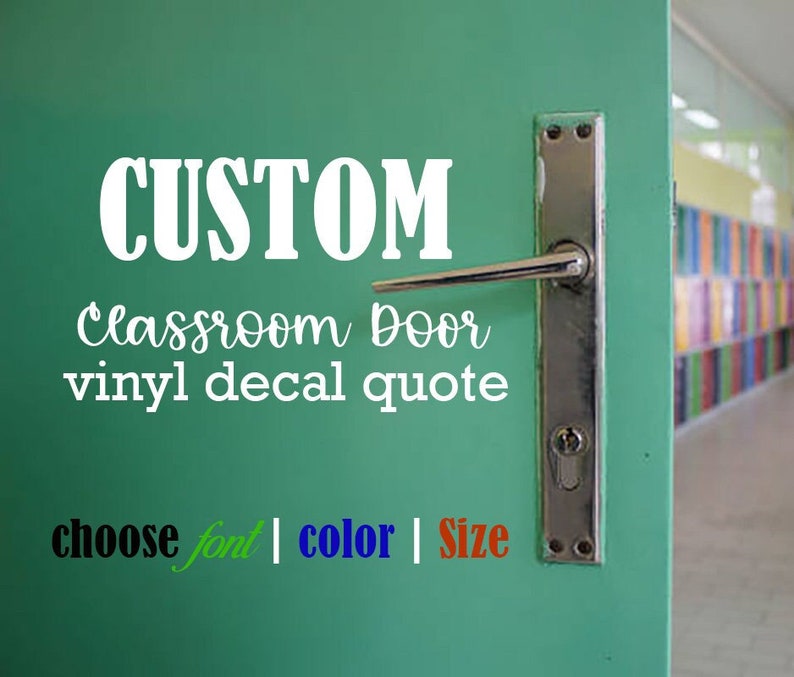 Custom School Door Vinyl Decal, Classroom Door Sign, Principal Teachers Name Decal, Personalized School nurse Gift, Study Hall Wall Decor image 1