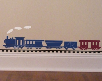 Train Wall Decal - Baby Boy Wall Decal - Locomotive Decor - Choo Choo Train Decal - Train Track Vinyl Decal - Playroom Wall Decal