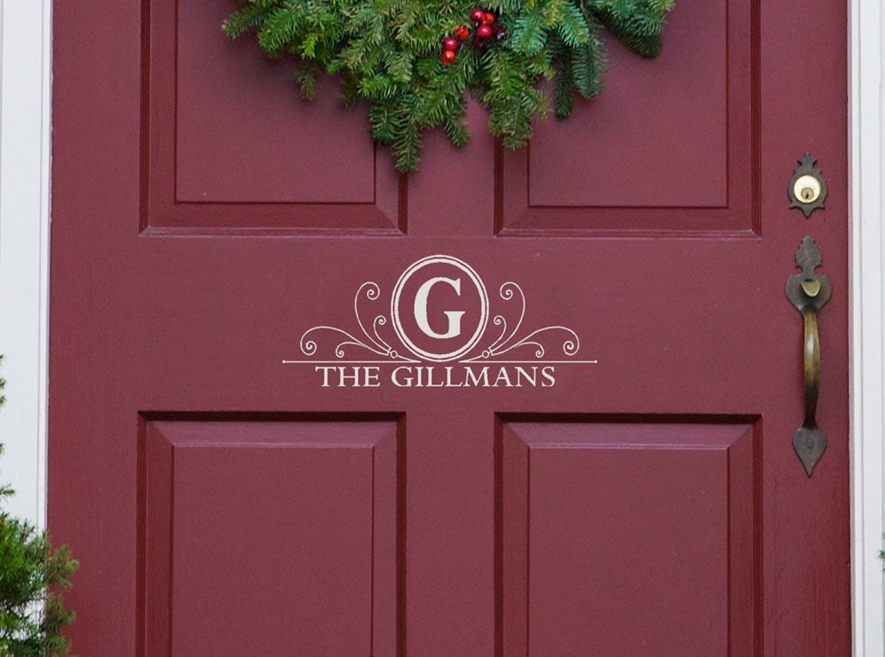 Vinyl Decal Monogram Letter with Scrolls Front Door Decor, mailbox De…