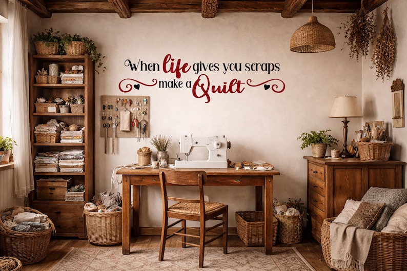Quilting Quote Vinyl Wall Decal, Craft Room Decor image 1