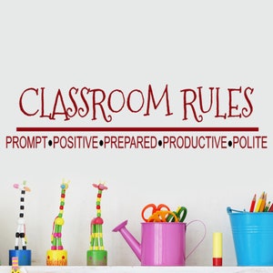 Classroom Rules Wall Decal, Classroom Wall Decal, Teacher gift, Classroom Wall Decor, Classroom Decorations, Class Rules, Middle School