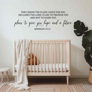 For I know the plans I have for you vinyl wall decal, Jeremiah 29:11, Bible Scripture verse wall decal, Spiritual Decor, Church Wall Art image 4