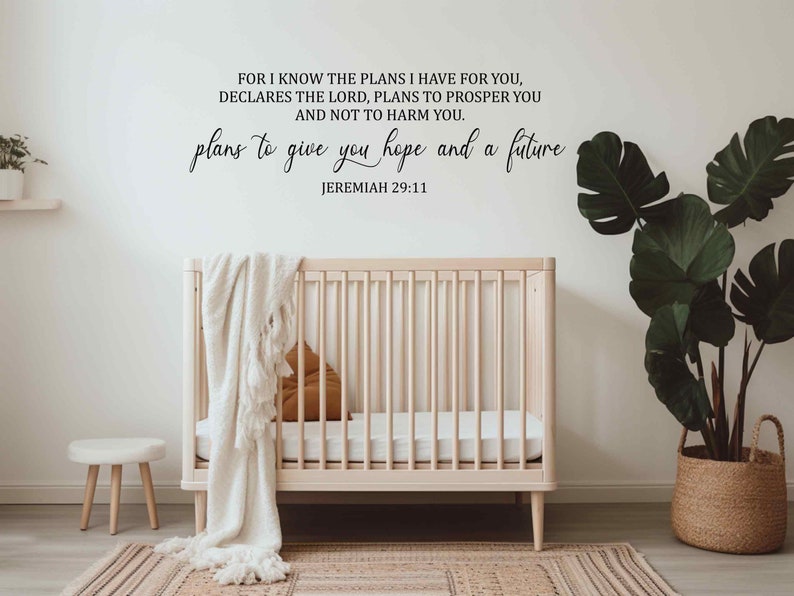 For I know the plans I have for you vinyl wall decal, Jeremiah 29:11, Bible Scripture verse wall decal, Spiritual Decor, Church Wall Art image 4