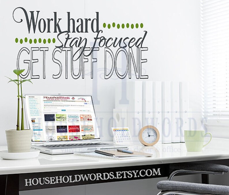 Classroom Teacher Wall Decal Work Hard Stay Focused Get Stuff Etsy