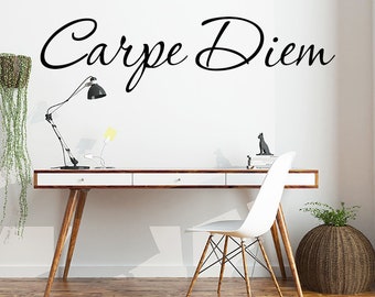 Carpe Diem vinyl wall word quote decal sticker lettering, Seize the Day Office Wall Decor, Inspirational office vinyl, classroom door decal