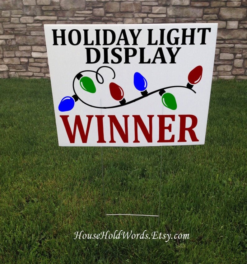 Christmas Light Display Winner Yard Sign Neighborhood Winner Etsy