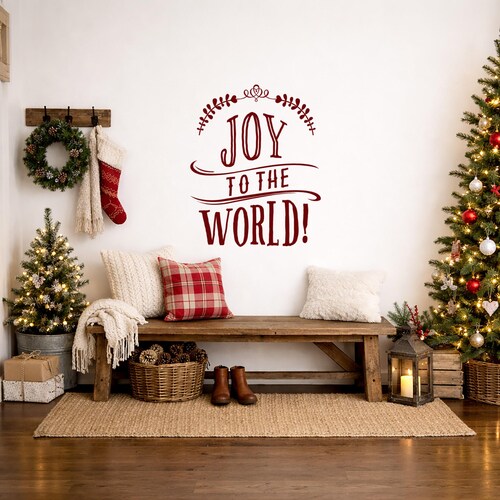 Christmas Decal Joy to the World, Office Holiday Window decor