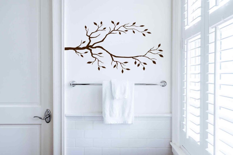 Entryway Wall Decal Mud Room Decor, Modern Farmhouse Decal, Tree Branch Coat Hook Ideas, Office Decal, Unique Wall Coat Hanger, Nature image 1