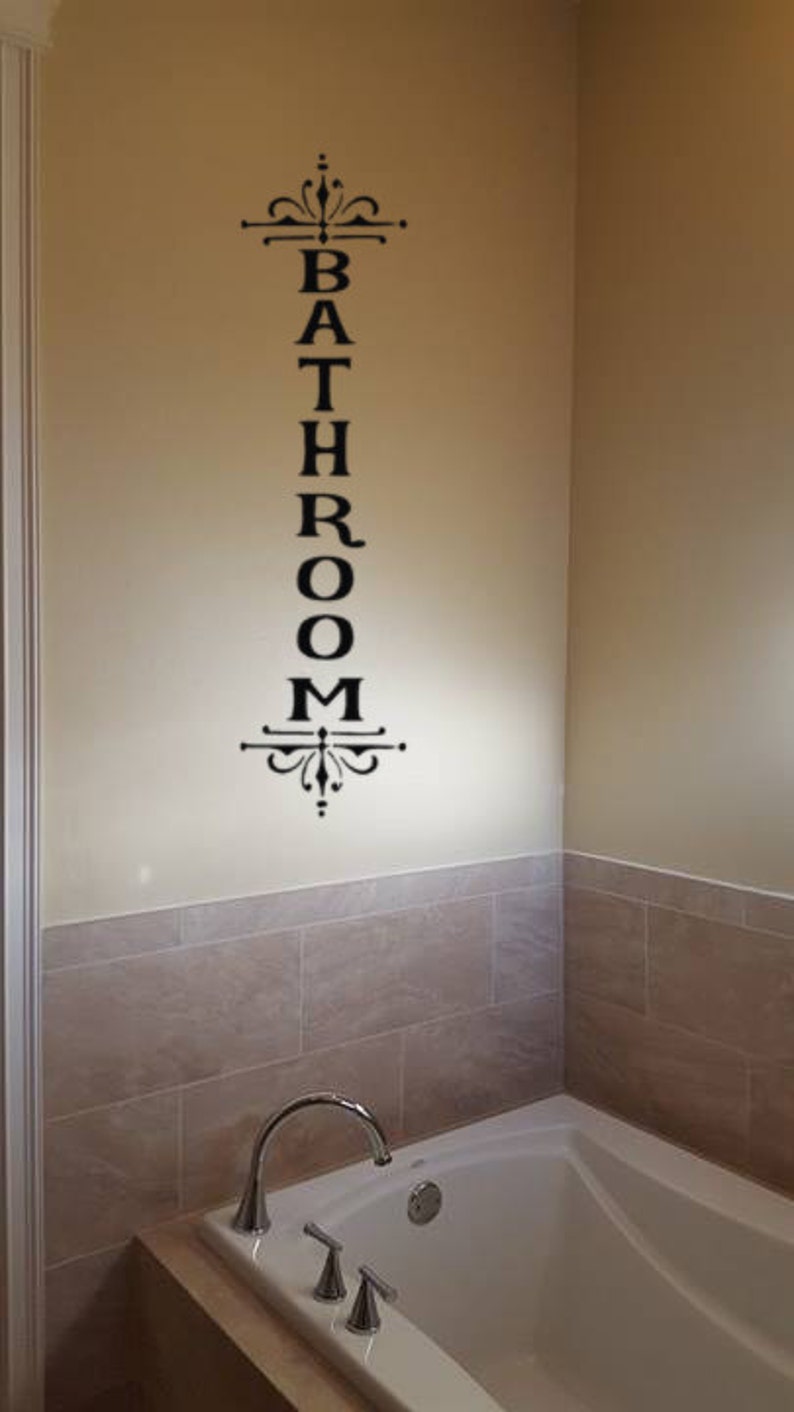 Vertical Bathroom Vinyl Decal Office Bathroom Wall Decal Etsy