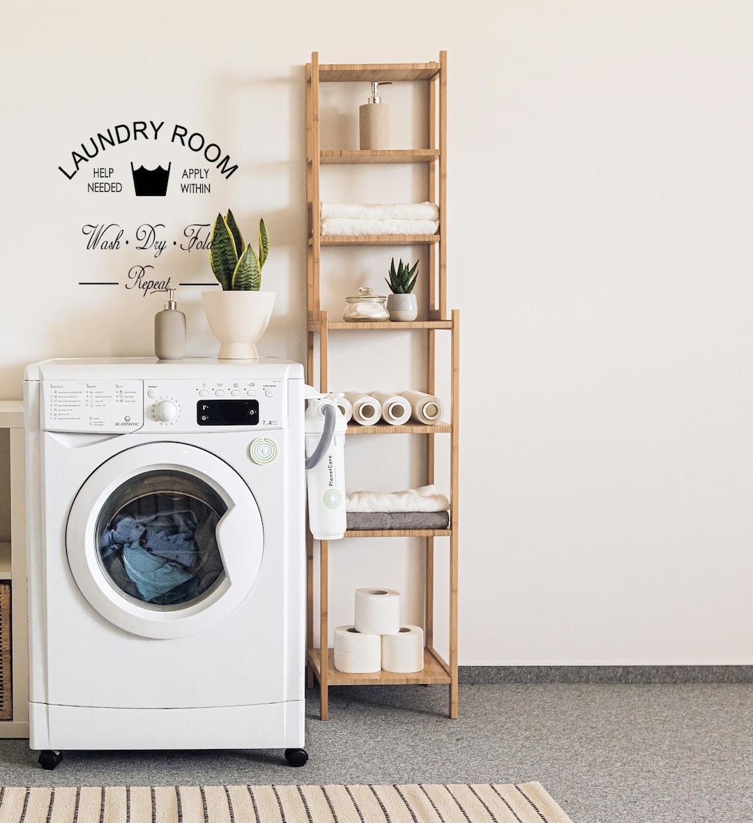 Laundry Room Wall Decal, Wash Dry Fold Repeat, Home Decor Vinyl, Door ...