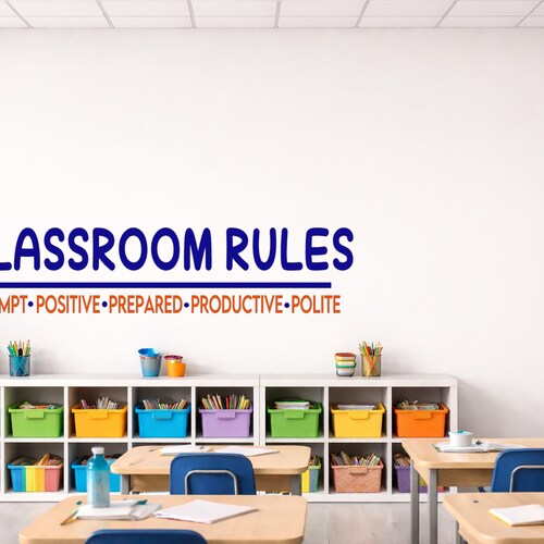 Calcomanía de vinilo para pared con reglas del aula, regalo para el profesor