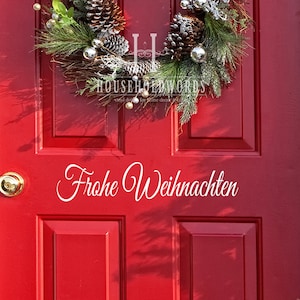 Frohe Weihnachten Vinyl Decal, German Christmas Decor, German Merry Christmas Front Door Decal Sticker, Dutch gifts, German Holiday Decor
