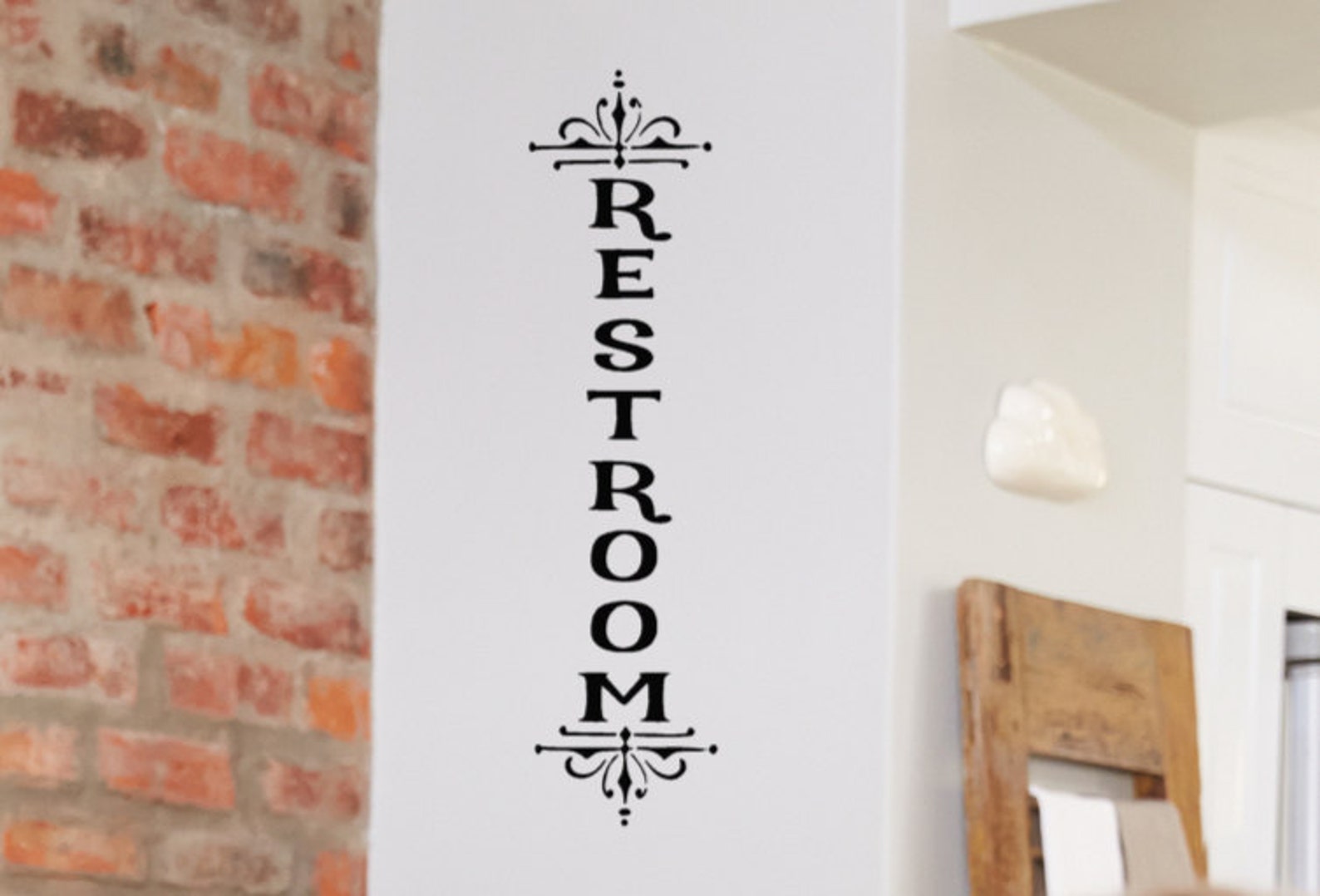 Restroom Vinyl Decal Bathroom Wall Decal Vertical Vinyl Etsy