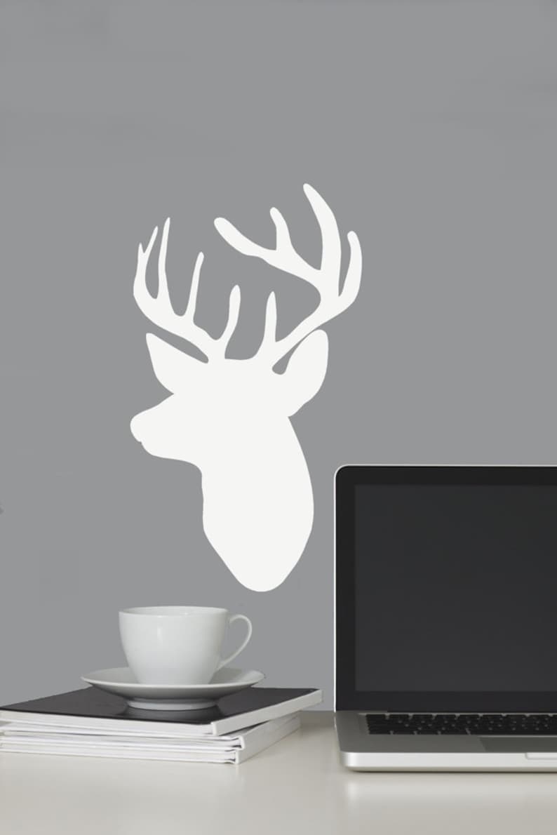 Deer Decals for Walls Deer Decal Deer Head Vinyl Decal Etsy